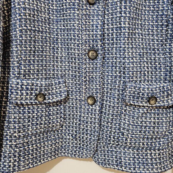 Talbots - Blazer Collared Tweed Knit- Size 12 - Blue - Wool Blend - Picture 5 of 8